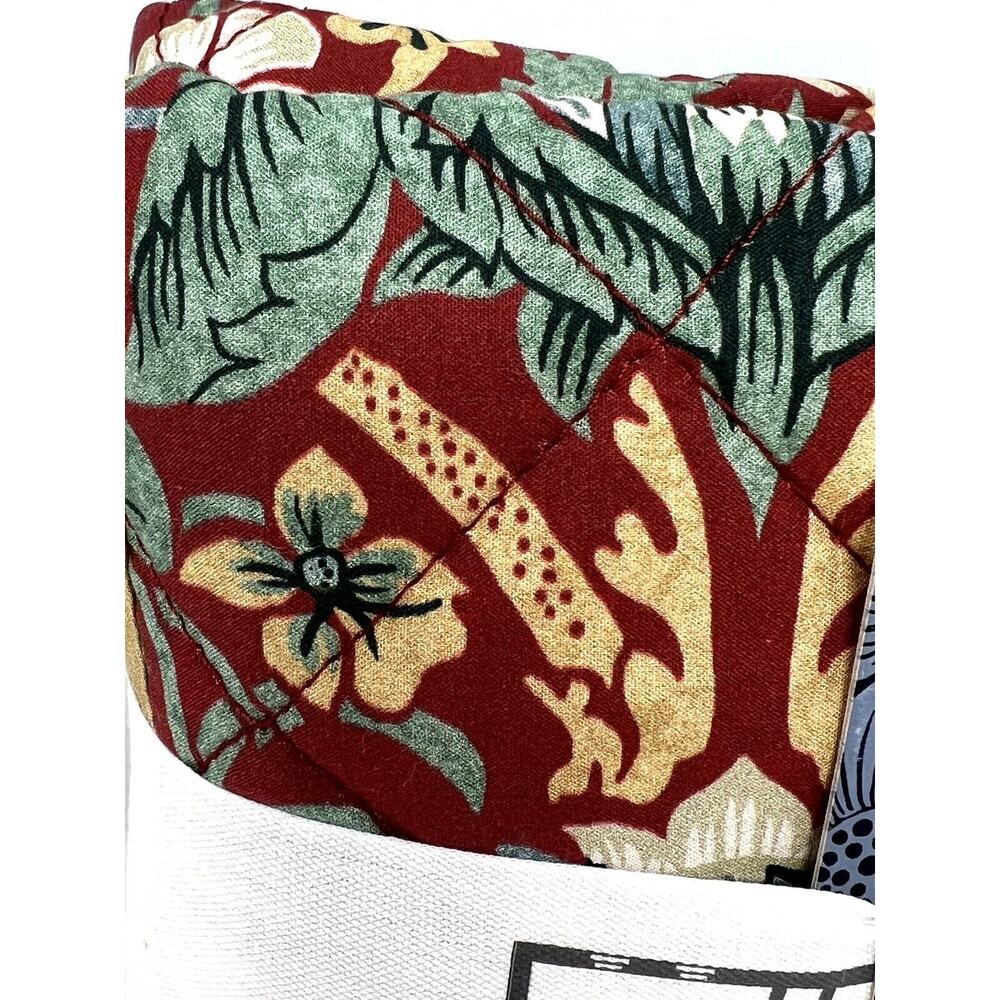 William Morris Strawberry Thief Red King Quilted Pillow Shams Set Pair Of 2 - Picture 3 of 11